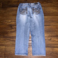 Cache embellished rhinestone jeans