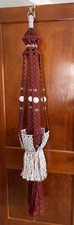 NEW Macrame Plant Hanger 60" Burgandy w/ Blue white Macrame Hanger w/ Beads