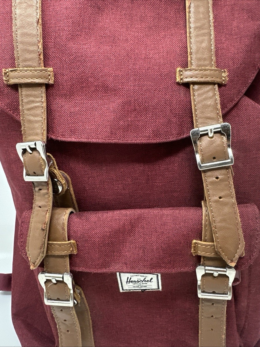 Herschel Little America Mid-Volume Backpack Red Leather Accent Laptop Travel Herschel Supply Company | Bags | Herschel Backpack Red And  main image 3