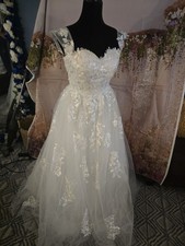 Sweetheart White Lace Ballgown Wedding Dress Tulle And Satin Underlined Size 3