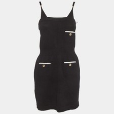 Chanel Black Knit Strappy Mini Dress S