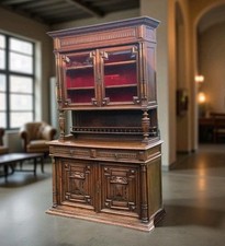Antique Carved Oak French Breton Sideboard Dresser