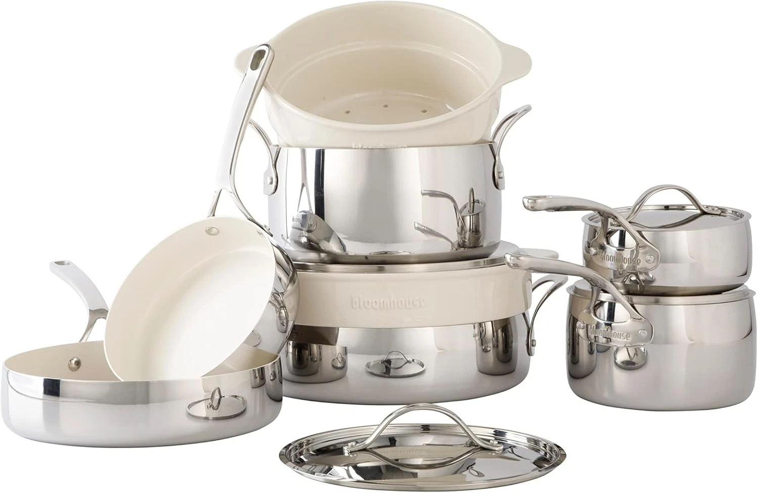 12 Piece Triply Stainless Steel Pots & Pans Cookware Set w/Non-Stick Non-Toxic