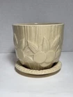 McCoy Sand Dollar cream white  Flower Planter w/Saucer Vintage