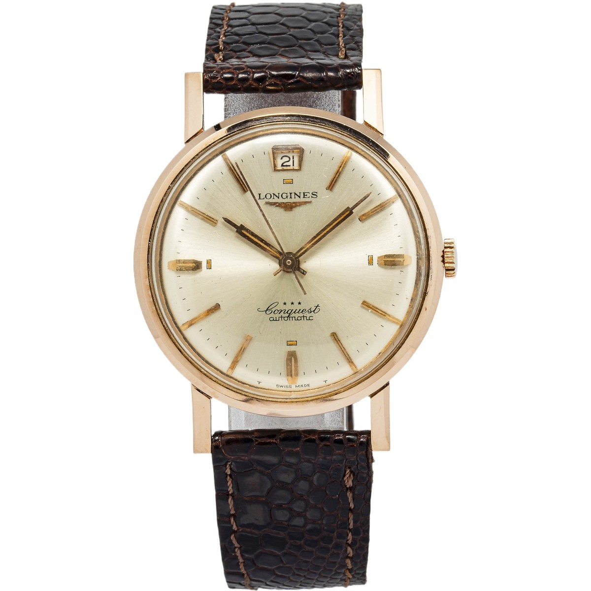 Longines Conquest 18K Rose Gold Ivory Dial Automatic Unisex  display picture 2