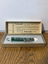 Vintage Green Postamatic Pocket Postal Scale w/ Original Box & Instructions USA