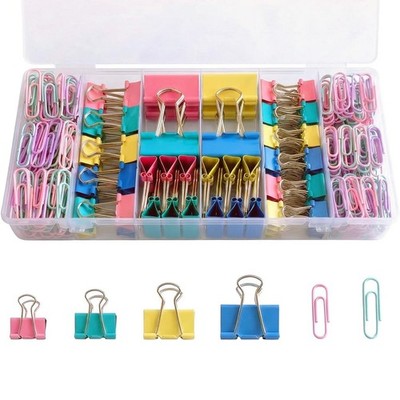 276Pcs Paper Clips and Binder Clips Assorted Sizes，Colored Binder Paper C