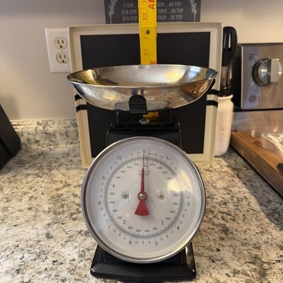 11Lb  Analog Food Kitchen Scale Stainless Steel Bowl Mechanical Black Metal