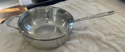 Emeril 4 Qt Saute Skillet Chefs Pan 10'' Curved Bottom Copper Core w/Lid