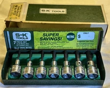 VTG S-K Tools USA 7pc 3/8 Drive Metric Hex Bit Socket Set in Metal Case and box