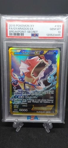 2016 POKEMON XY BREAKPOINT GYARADOS EX #123 PSA 10 SECRET RARE FULL ART