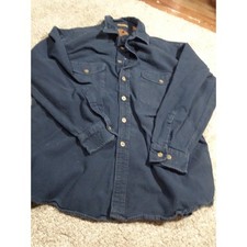 Vtg 90s St. John's Bay Men's Large Blue Chamois Cloth Shirt Soft Faded Flannel