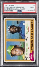 1981 TOPPS R.HENDERSON/R.LEFLORE #4 STOLEN BASE LEADERS PSA 9
