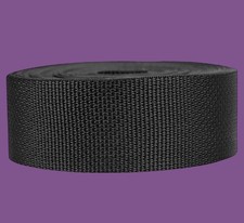 Strapworks Lightweight Polypropylene Webbing 2" X 50 Yards Black Heavy Duty