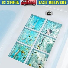 Non-Slip Bathtub Stickers Ocean Design Waterproof PVC Self-Adhesive Mats New