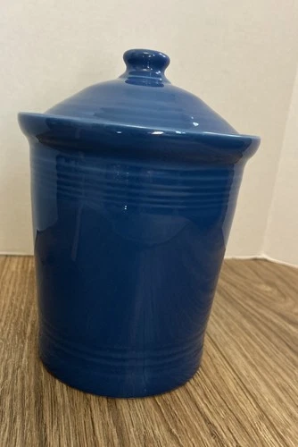 Fiesta Medium Lapis Blue  Canister Crock With Lid Fiestaware 2 Qt Retired