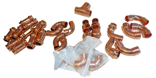 29pc. lot of 1/2" copper fittings couplers, adapters, elbows & tee (Q2)