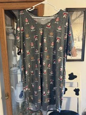 NWOT Joyspun Ladies Gray Christmas Puppies Pajama Nightgown Size L/XL Pockets