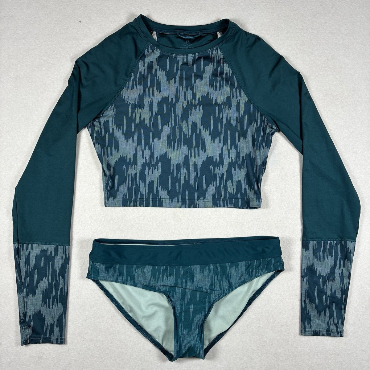 prAna Ramba M Bottom / Edge Wave S Cropped top Deep Verde Colorblock Swimwear View 2
