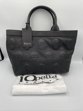 Bolso Bandolera IO Pelle Italia Calavera Negro Cuero Hecho en Italia NUEVO