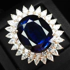 Glamorous Royal Blue Tanzanite Oval 37.70Ct 925 Sterling Silver Rose Gold Rings