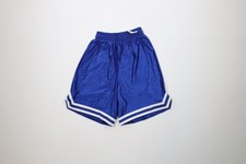 Vtg 90s Streetwear Mens Small Blank Striped Silky Nylon Basketball Shorts USA