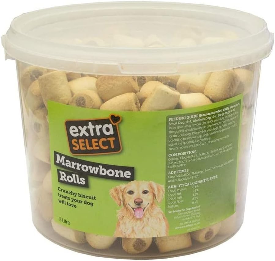 Extra Select Marrowbone Roll Biscuits Dog Treats Tub, 3 Litre