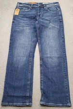 Axel Bootcut Jeans Mens 34x32 Blue Denim Stretch Slim Contrast Stitch AXMB0056