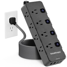 Surge Protector Power Strip 10 Ft 8 AC Outlet 4 USB Flat Plug Extension Cord