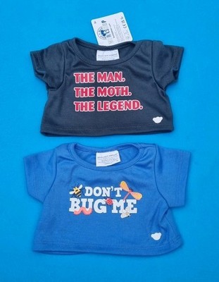 Build A Bear Mothman T-Shirt & Don't Bug Me Moth Man T-Shirt Neu mit Etikett 
