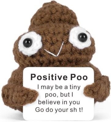 Funny Positive Poo, Cute Crochet Potato Partner Toy with Positive Card Cheer Up