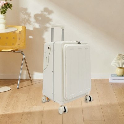 22.6'' Trolley Suitcase Organizer Travel Spinner Luggage With Foldable Back Rest