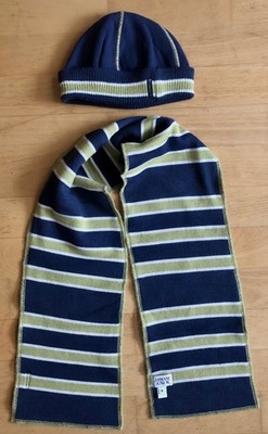 ARMANI JUNIOR Mütze & Schal Set NEU Blau Grün 2-3 Jahre Baumwolle