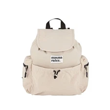 Masmarulez Korean String Flap Mini Backpack Lightweight Water-resistant Beige