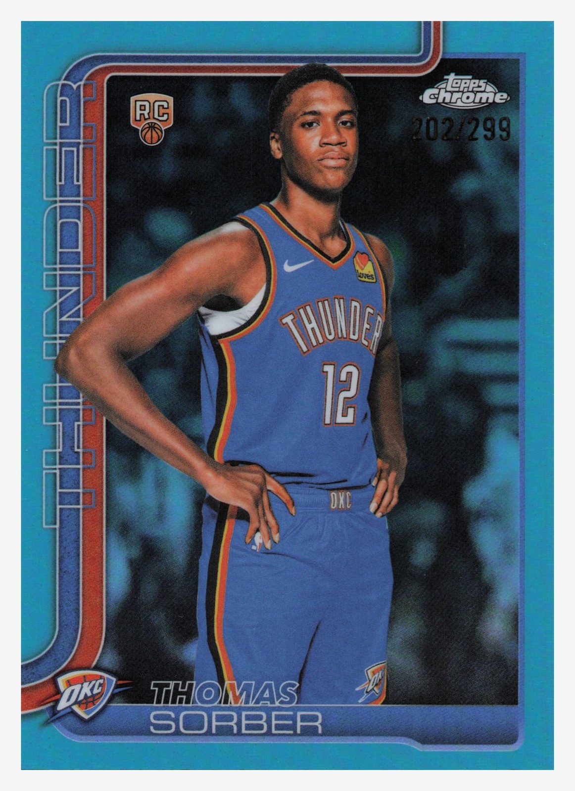 2026 Topps Chrome Thomas Sorber RC #165 Blue /299 Thunder Basketball