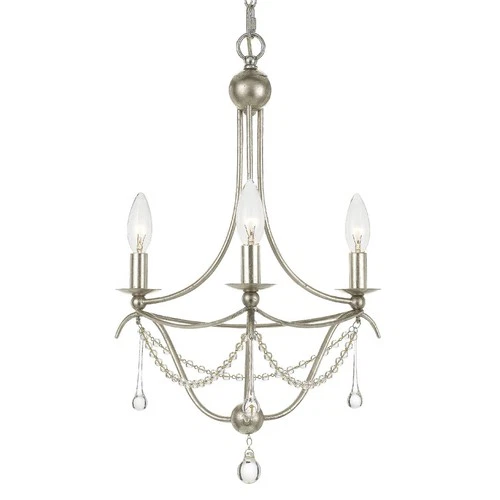 Crystorama Metro 15 1/2"W Antique Silver 3-Light Chandelier - Picture 3 of 6