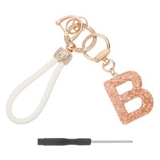 Initial Letter Keychain Letter B - Initial Wristlet KeyChain Champagne
