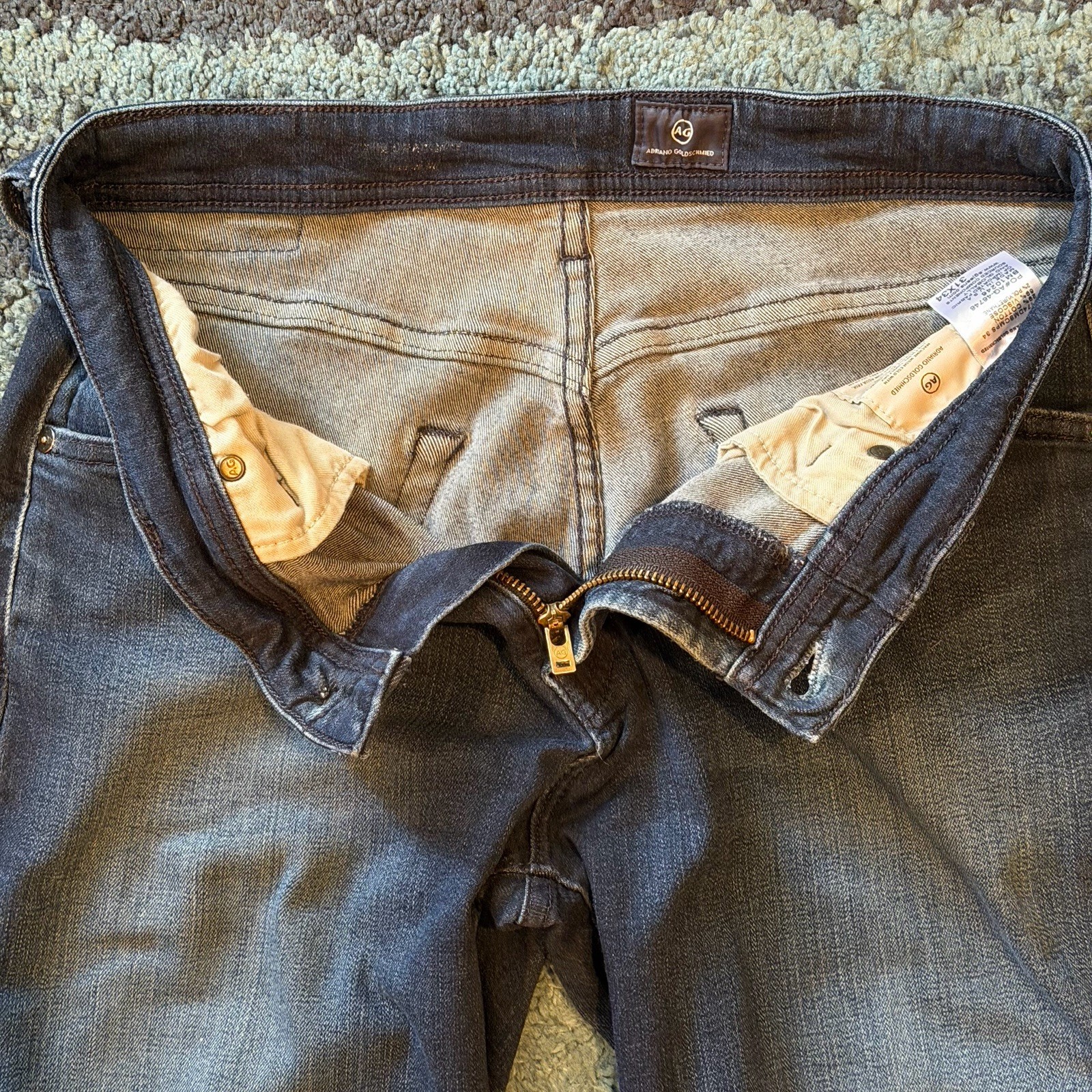 AG Adriano Goldschmied Jeans Mens 31x34 Dark Wash Blue Straight Denim Pants thumbnail 4