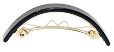 French Amie Curved Black 2.5 Inch Small Hair Barrette for Women Thick Updo