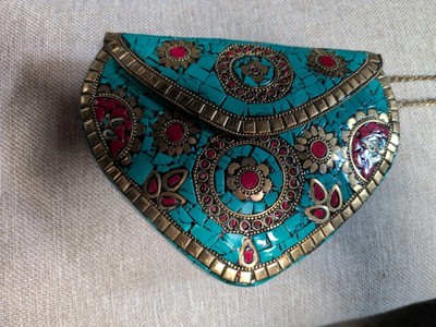 multicolor mosaic metal clutch golden accent crossbody shoulder bag