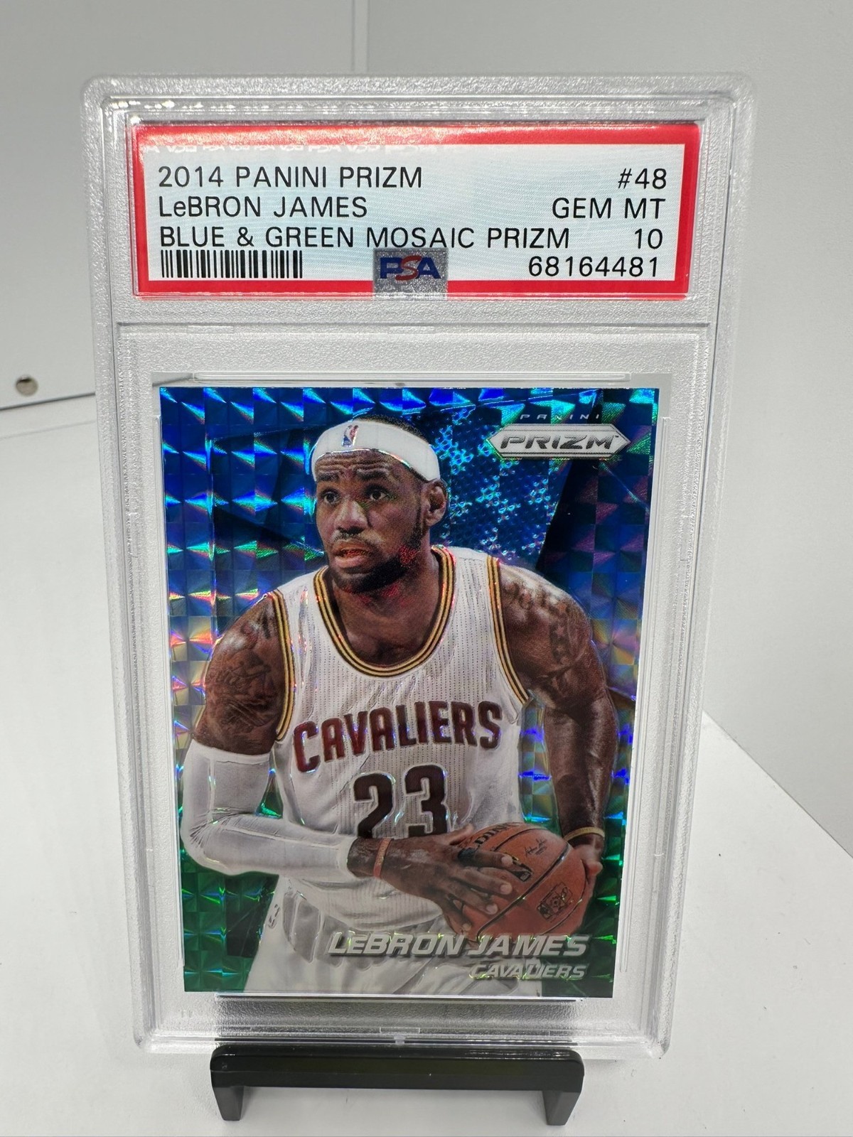 2014 Panini Prizm #48 Lebron JAMES Blue Green Mosaic PSA 10 HEAT Low POP