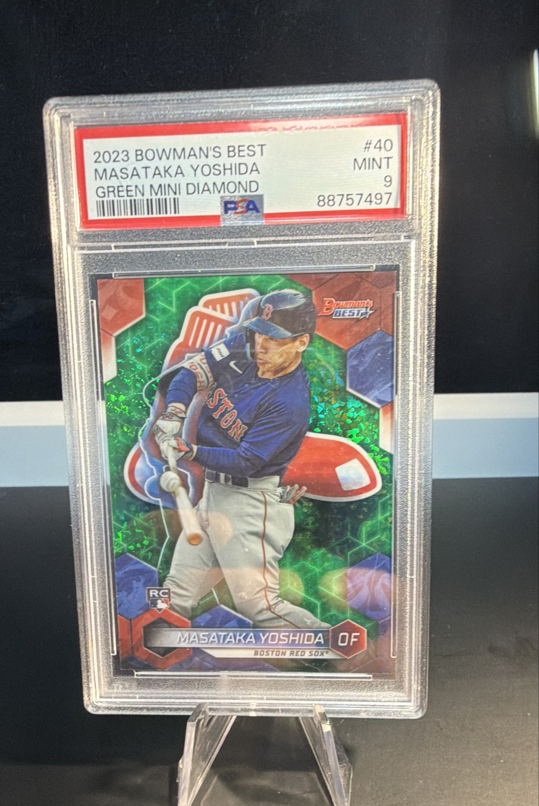 2023 Bowman's Best - Masataka Yoshida #40 Green Mini-Diamond Refractor /99 (RC)