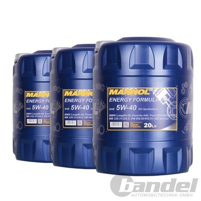 3x 20 Liter SAE 5W-40 MANNOL ENERGY FORMULA PD MOTORÖL passend für VW, MB, BMW