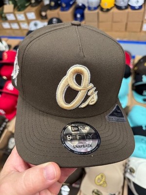 New Era Baltimore Orioles 9Fifty A Frame hat dark brown gold logo