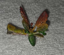 Vtg Mechanical Butterfly Hair Clip Moving Wings Colorful Enamel Barrette