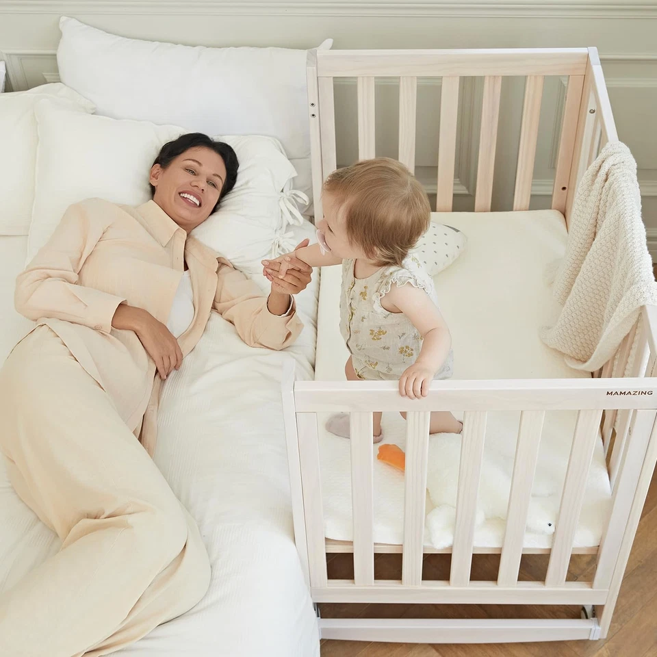 EvoNest Cuna Bebé, Mini Cuna Convertible 6 en 1 con Ruedas, 100% Nueva Zelanda... Foto 2 de 4