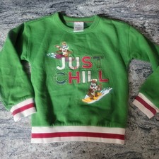 Disney Parks Kids sz 5/6 Just Chill Chip  Dale Embroidered Christmas Sweatshirt