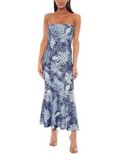 Oleg Cassini Printed Maxi Dress Women's Blue L