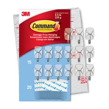 Command Small Clear Wire Hooks [Removable]: 15-pack (Clear)