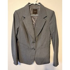 The Limited Women's Gray Blazer Size 4 Two-Button Single-Breasted Notch Lapel